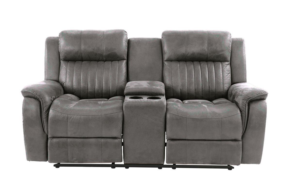 Cooper Manual Motion Loveseat w Console - Blue+Grey