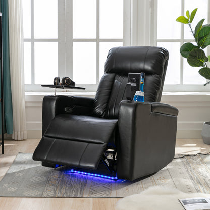 Anika Premium Power Recliner with Swivel Tray Table - Black