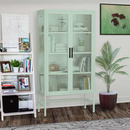 Pratt Glass Double Door Storage Cabinet - Mint Green