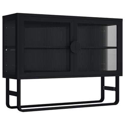 Tempered Glass Cabinet Credenza - Black