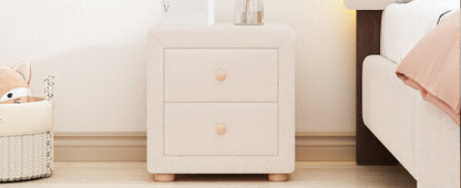 Teddy Fleece Nightstand with 2 Drawers - Beige