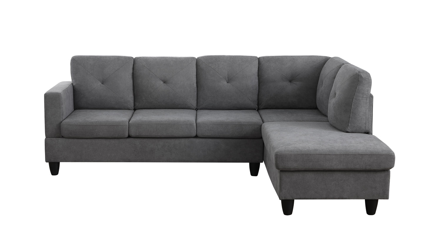 Ivan Woven Sectional Sofa with Right Facing Chaise - Dark Gray