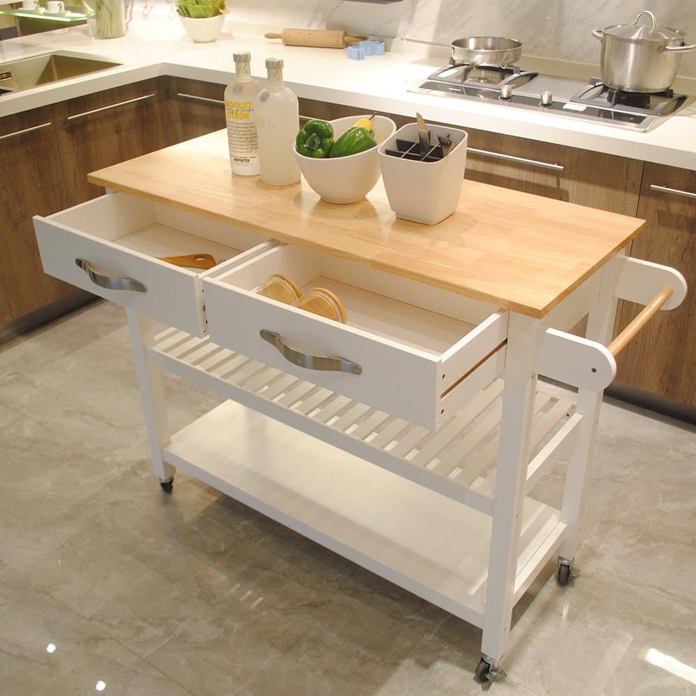 Vintage Kitchen Island & Kitchen Cart  - White