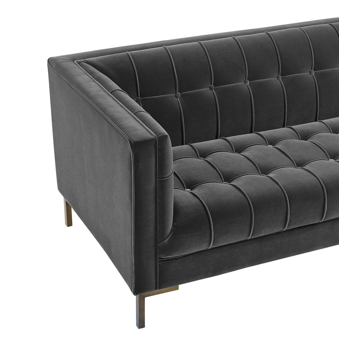 Isaac Stitch Velvet Loveseat - Dark Gray