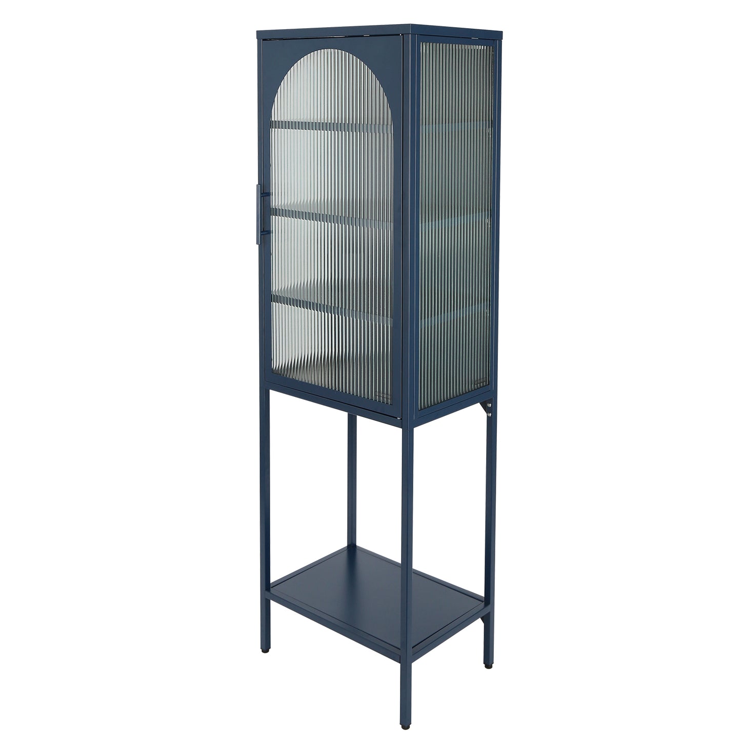 Arched Tempered Glass High Cabinet - Blue