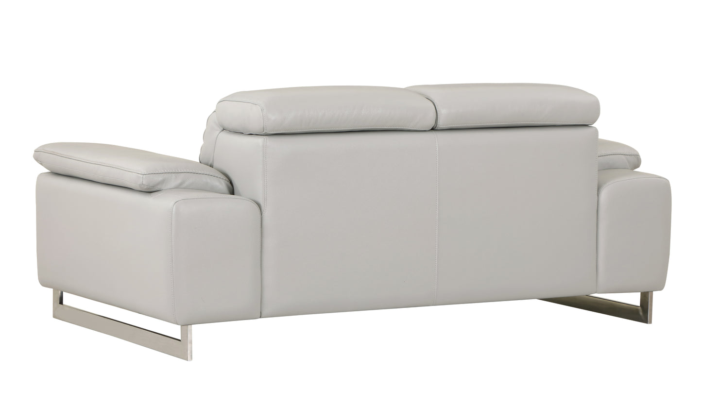 Travis Top Grain Italian Leather Loveseat - Light Gray