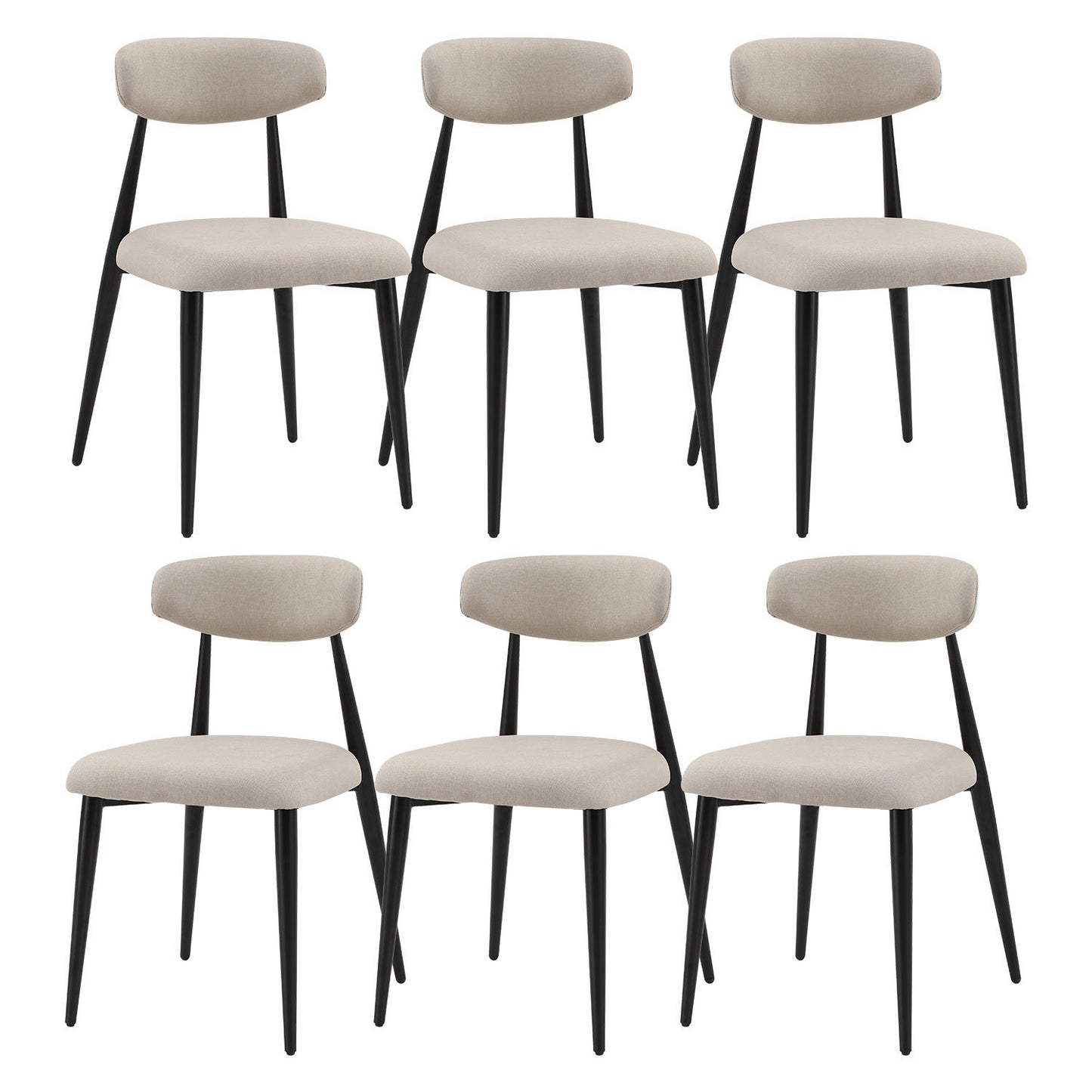 Baxley Curved Dining Chairs (Set of 6) - Light Gray