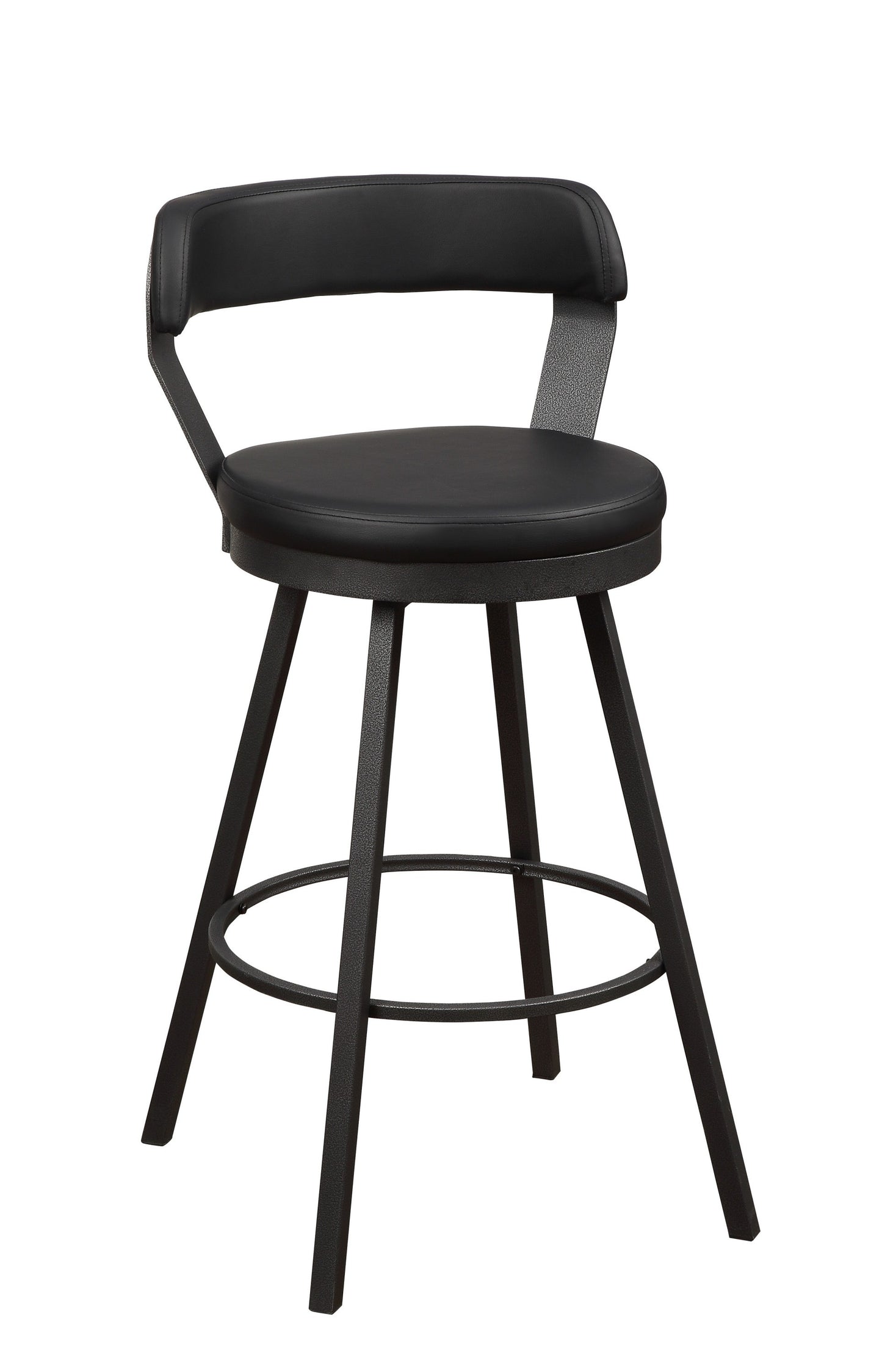 London Swivel Faux Leather Pub Chairs - Black Set of 2