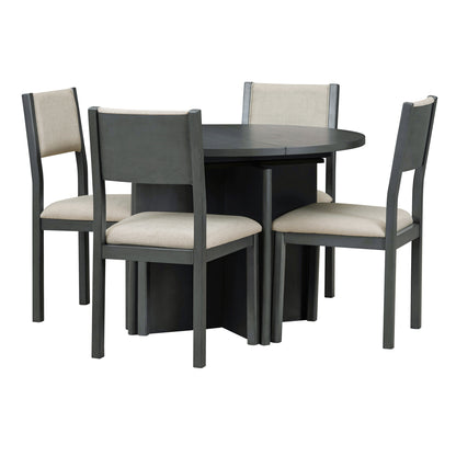 Trina 5pc Dining Set Extendable Table 4x Side Chairs - Gray