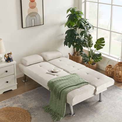 Devo Linen Upholstered Convertible Sofa Bed  - Beige