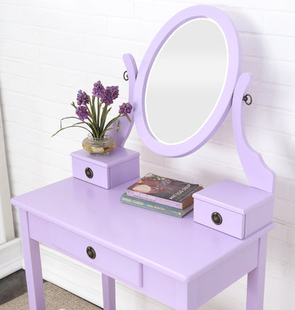 Moniya Makeup Vanity Table and Stool Set - Purple