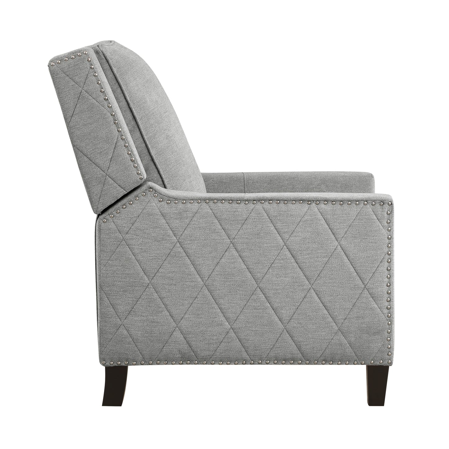 Burch Fabric Upholstered Nailhead Trim Reclining Chair - Gray