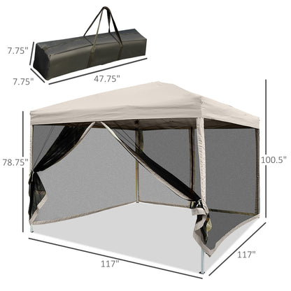 Dawkin 10 x 10 ft Pop Up Canopy Tent with Netting - Beige