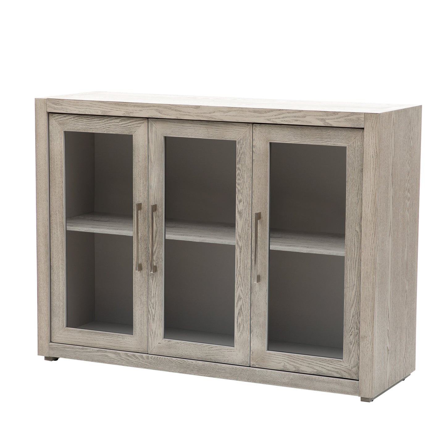 Cina Storage Cabinet with Tempered Glass - Gray