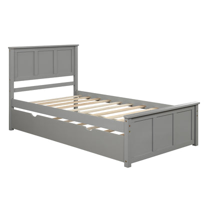 Iso Twin Size Platform Bed with Twin Size Trundle - Gray