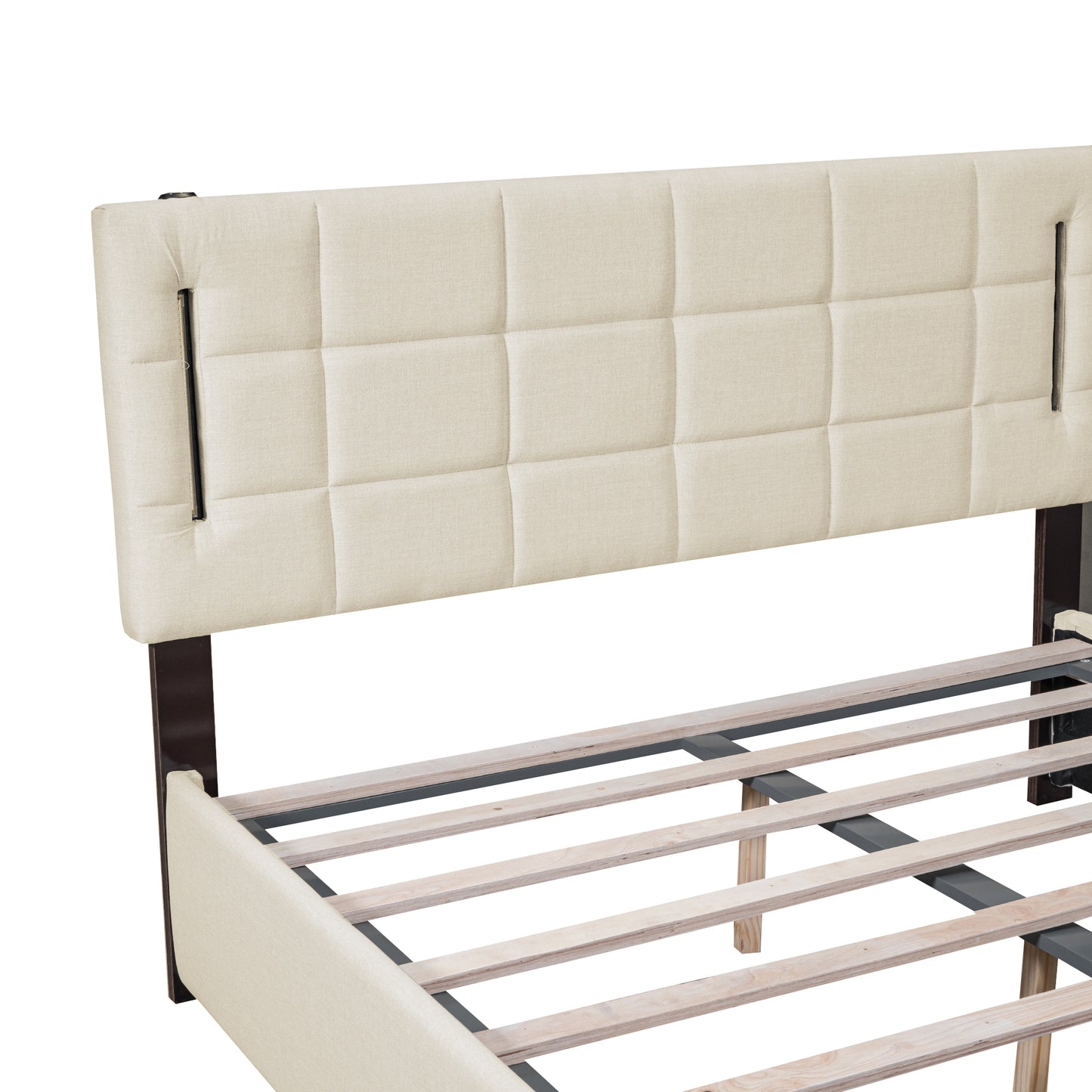 Ps Queen Size Storage Bed w Hydraulic System - Beige