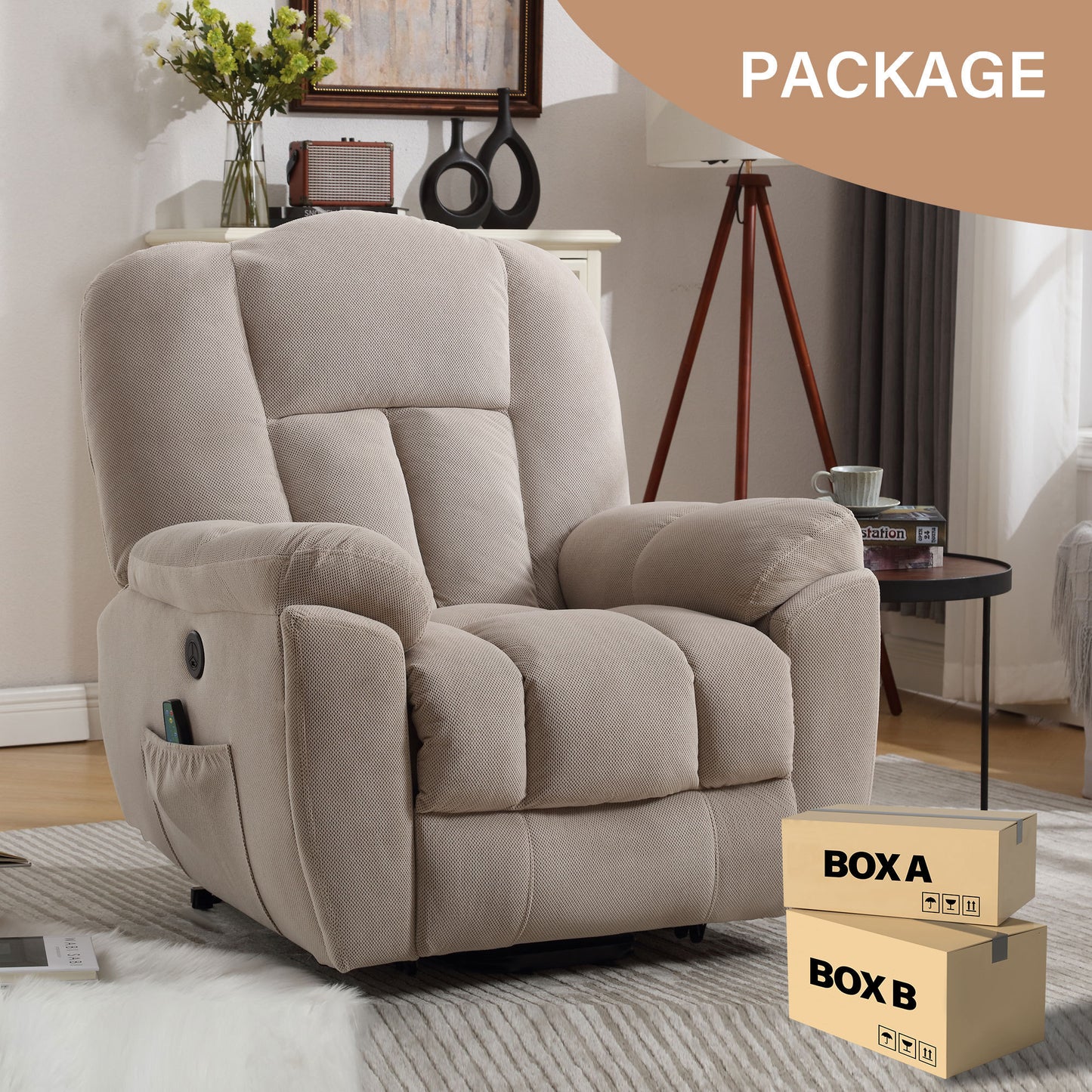 Minder Power Lift Recliner Chair Recliners - Beige