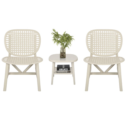 Toccara  3 Pc Retro Patio Table Chair Set - White