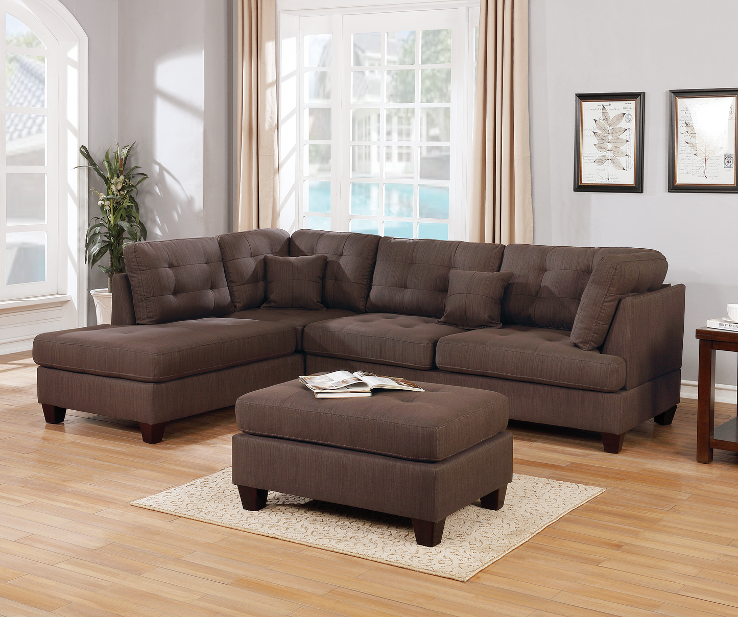 Trova 3 Pcs Modular Sofa Set  - Gray Coffee