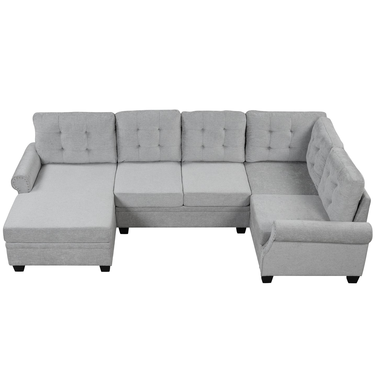 Aisha Modern U-Shaped Corner Sectional Sofa - Gray