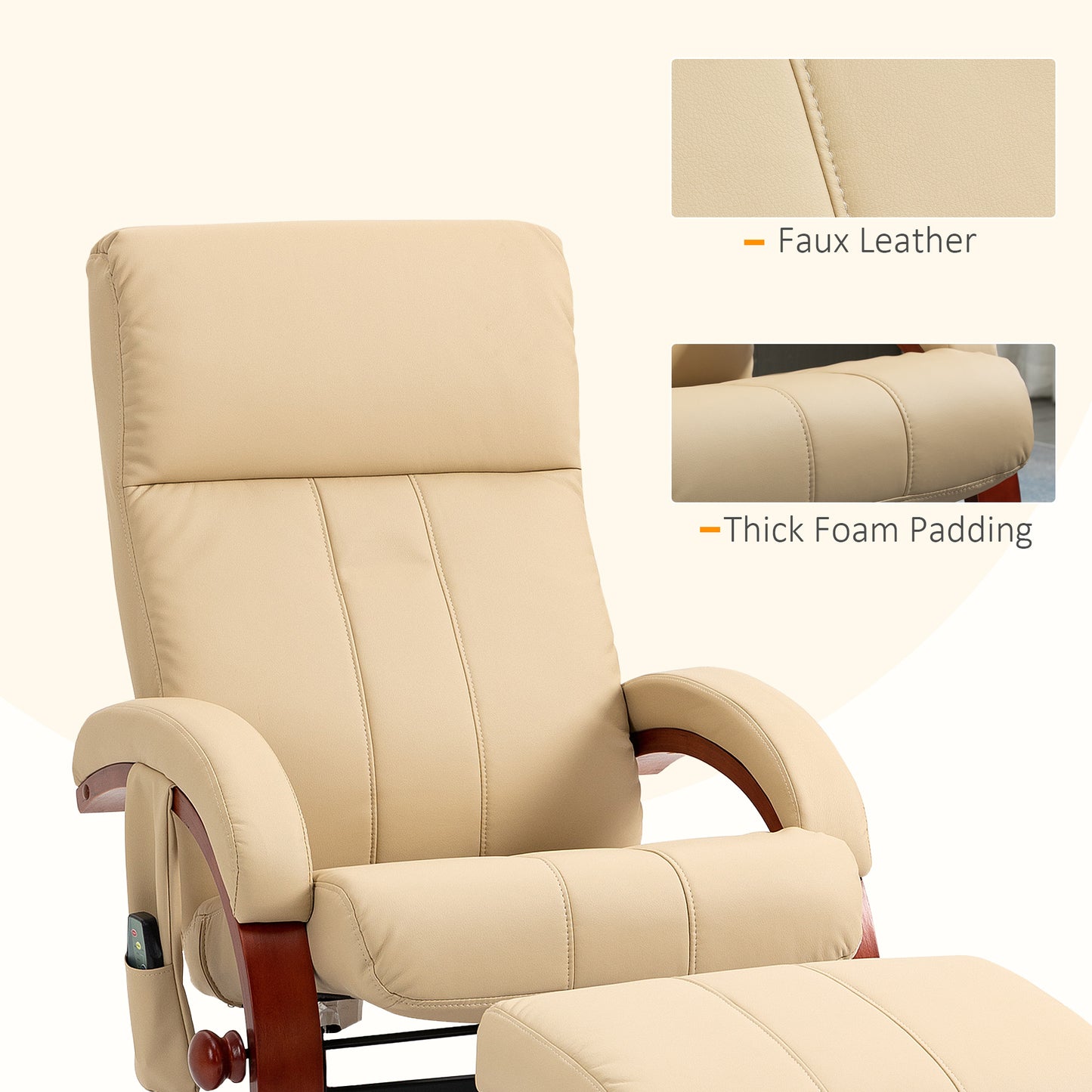 Alana Recliner with 10 Vibration Points and 5 Massage Mode - Beige