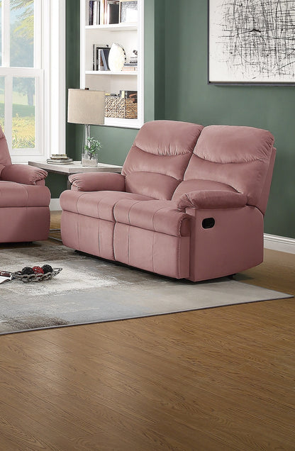 Bray Manual Recliner Velvet Loveseat - Pink