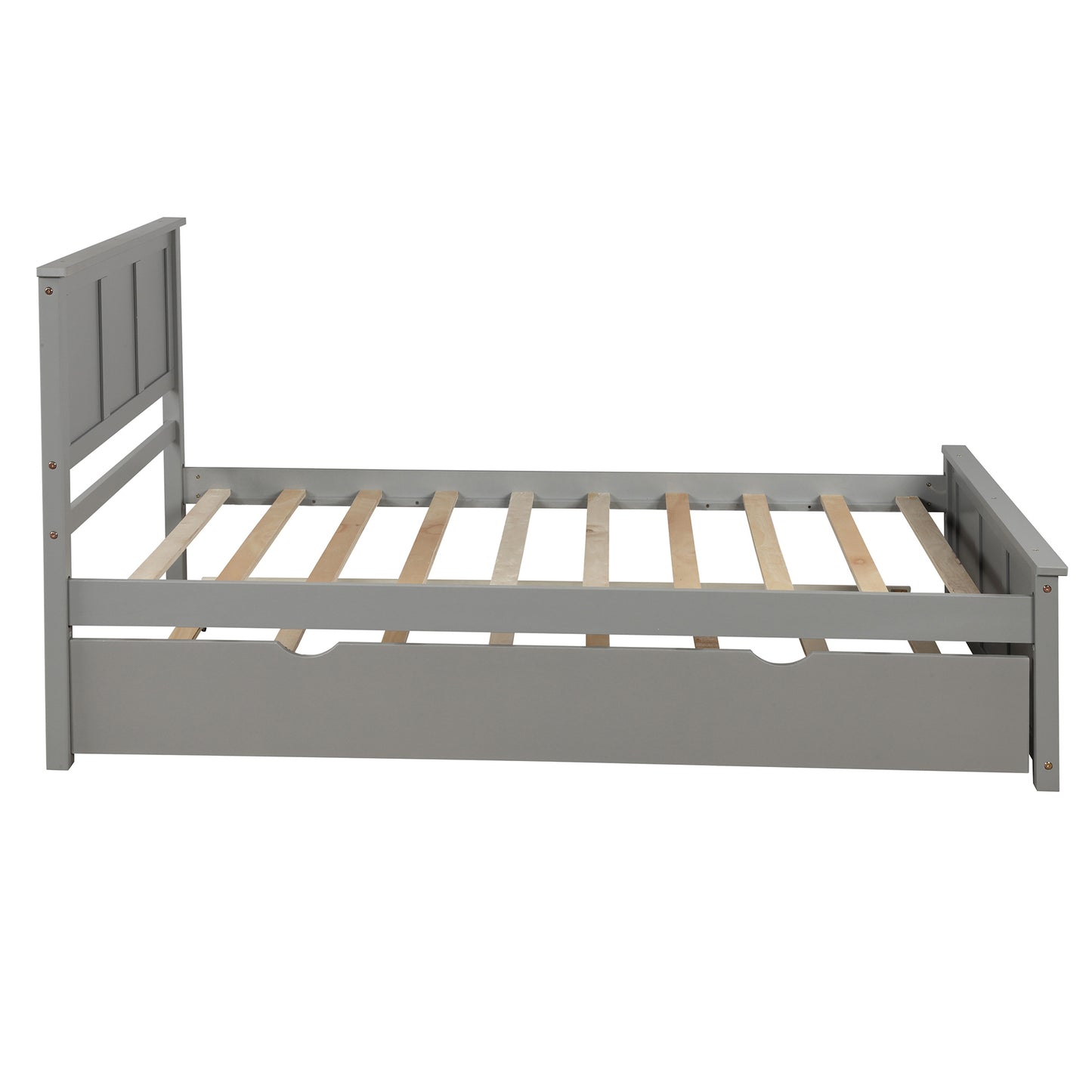 Iso Twin Size Platform Bed with Twin Size Trundle - Gray