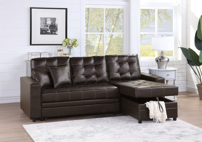 Amir Convertible Sectional Pull Out Bed Sofa Chaise Reversible Storage Chaise - Espresso