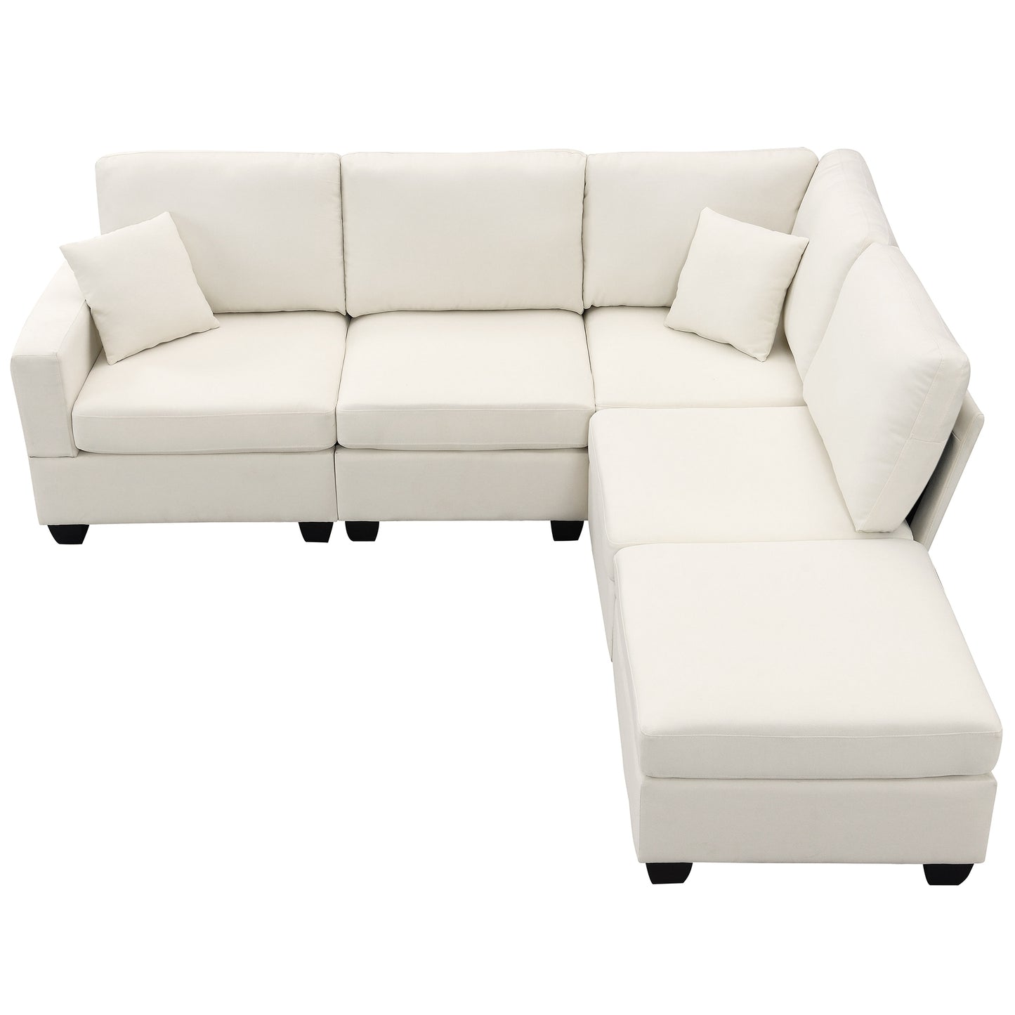 Aria 5-Seat Modular Sectional Set with Convertible Ottoman - Beige