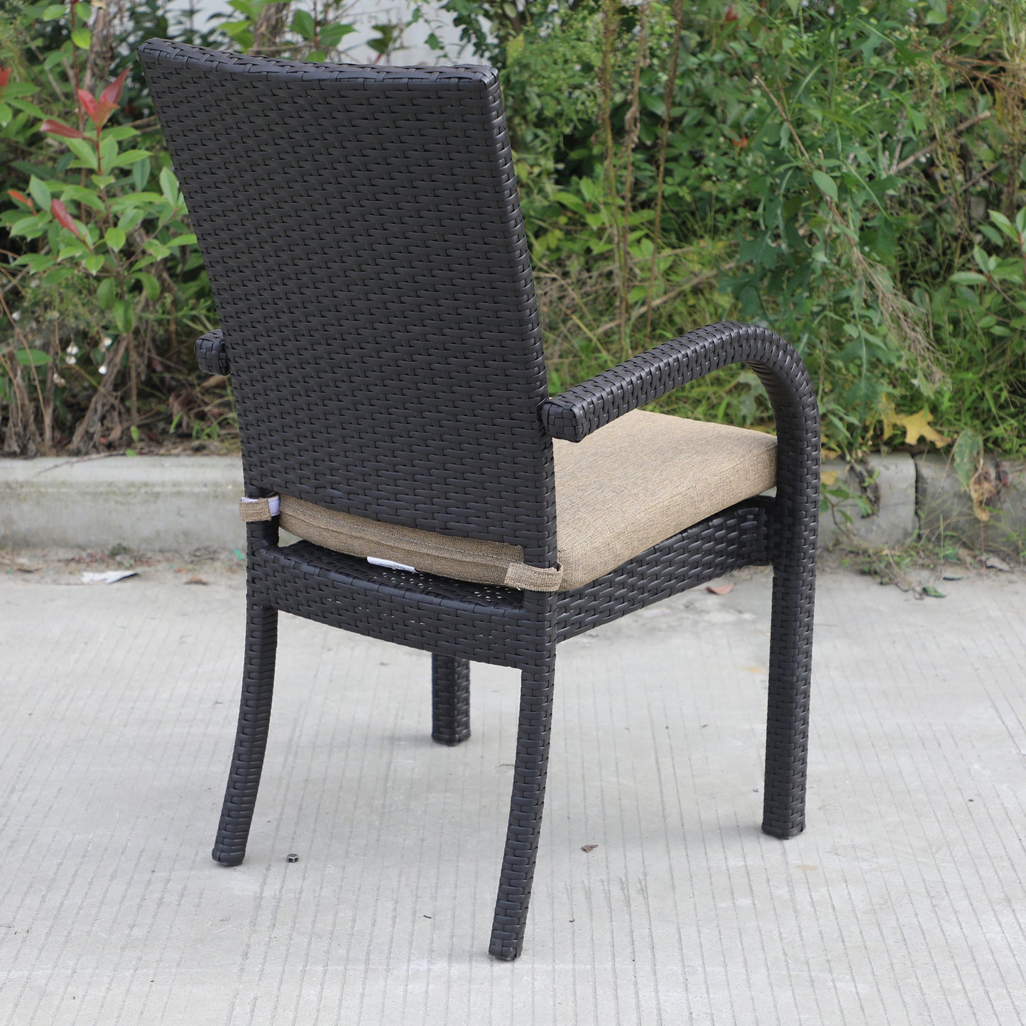 Aaron Outdoor Wicker Dining Chairs With Cushion (Set of 8) - Brown/Chocolate