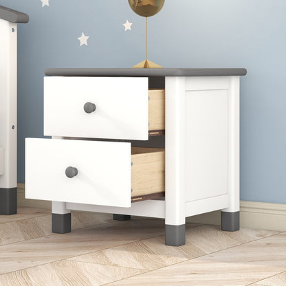 Hana Wooden Nightstand with Two Drawers - White