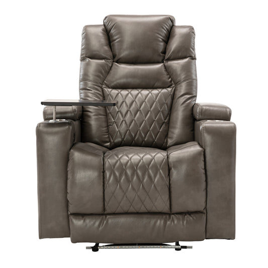 Nap Station Motion Recliner with 360° Swivel Tray Table  - Gray