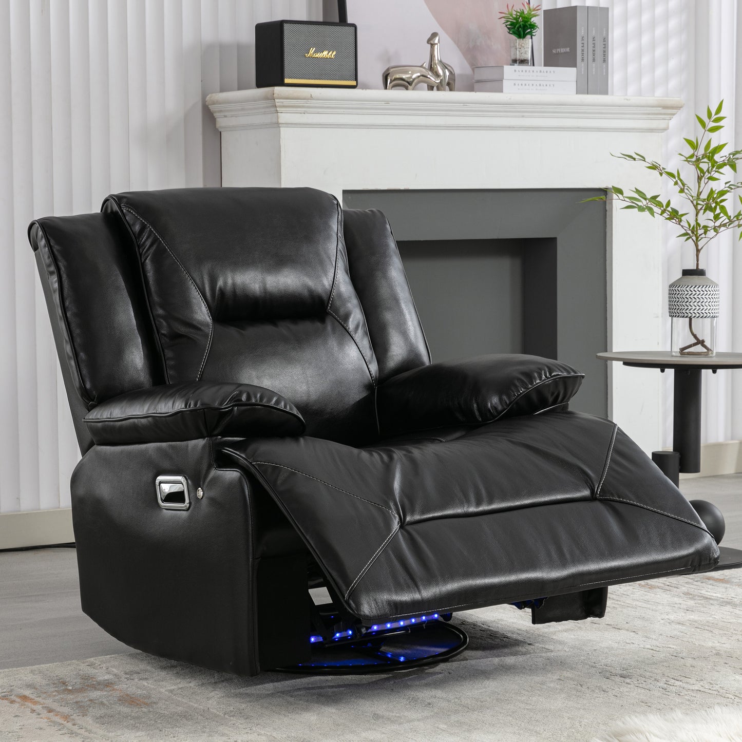 Meyer 360° Swivel and Rocking Manual Recliner Chair with a LED - Black