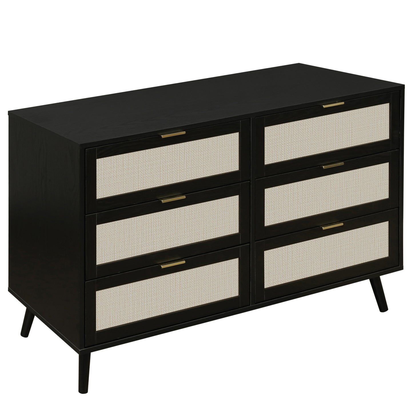 Noi 6 Drawer Dresser Wood Cabinet - Black