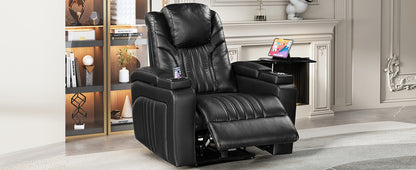 Morris PU Leather Power Recliner - Black