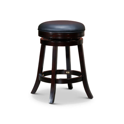 Viva Counter Stool, Espresso Finish, Black Leather Seat