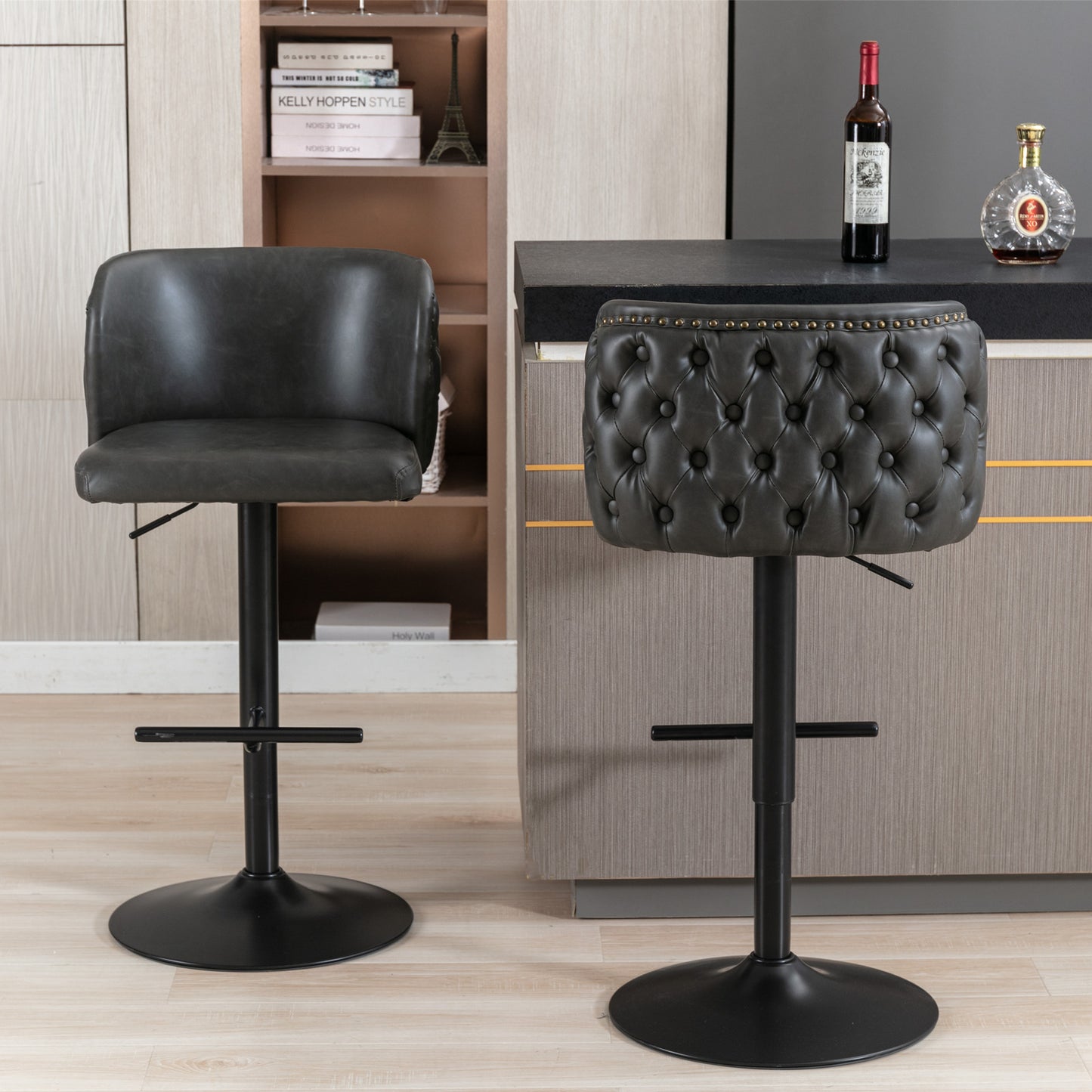 Apex Swivel Barstools - Dark Gray  Set of 2