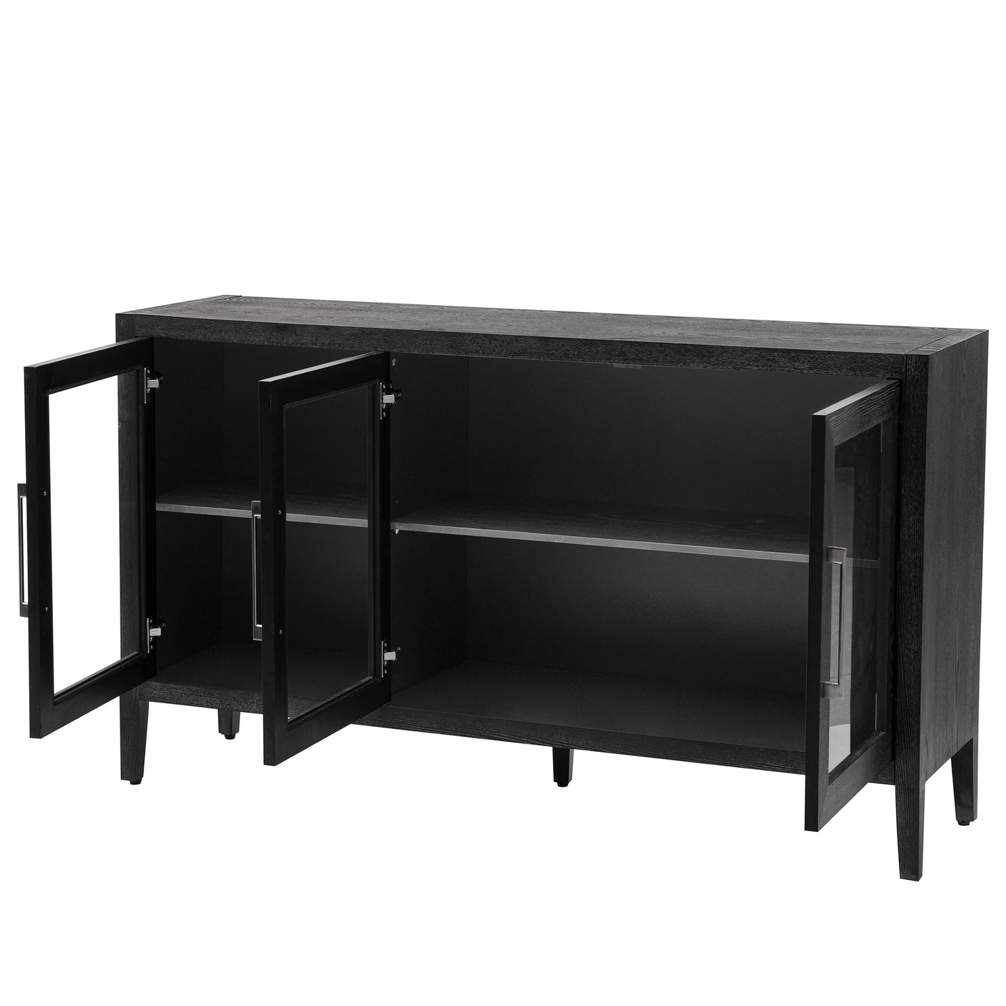 Finch Storage Cabinet with Tempered Glass - Black