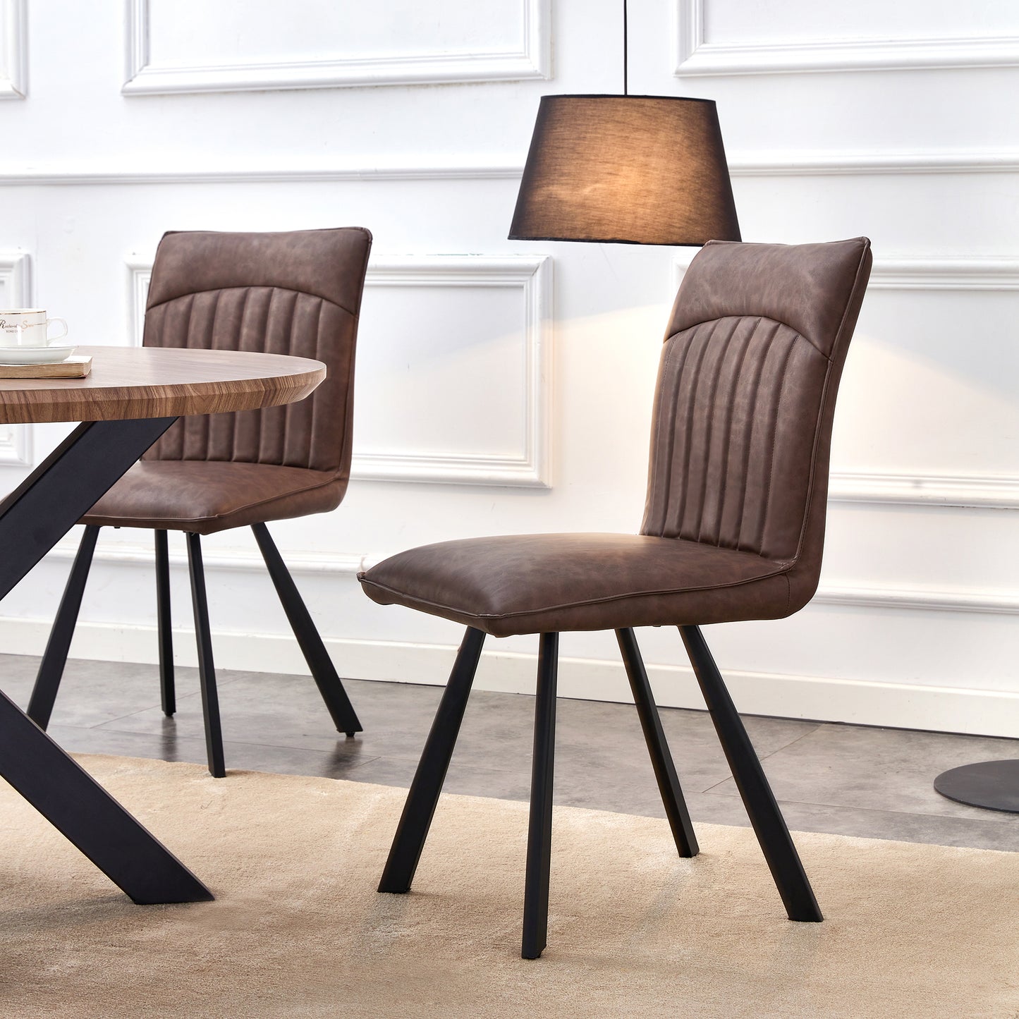 Lasandra Dining Chairs with Metal Leg (Set of 2) - Brown