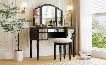 Hannah Makeup Vanity Set for Bedroom - Black