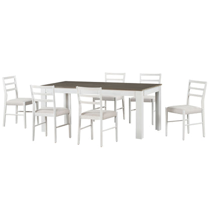 Viola 7pc Dining Set Extendable Table 6x Side Chairs - Brown+White