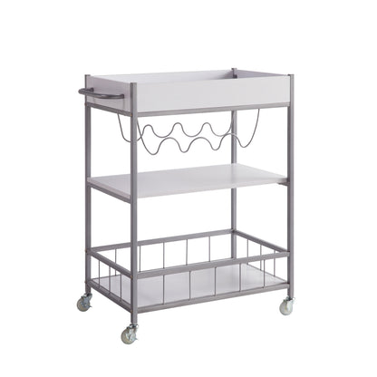 Smart Serve Bar Cart - White & Silver