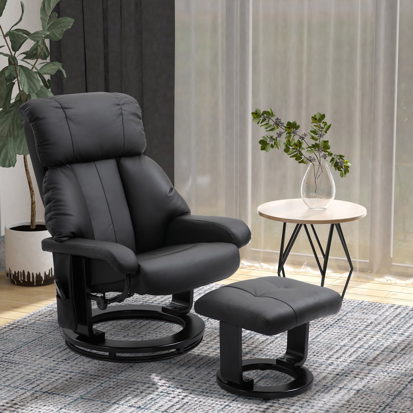 Homcom Recliner Chair with Vibration Massage - Black