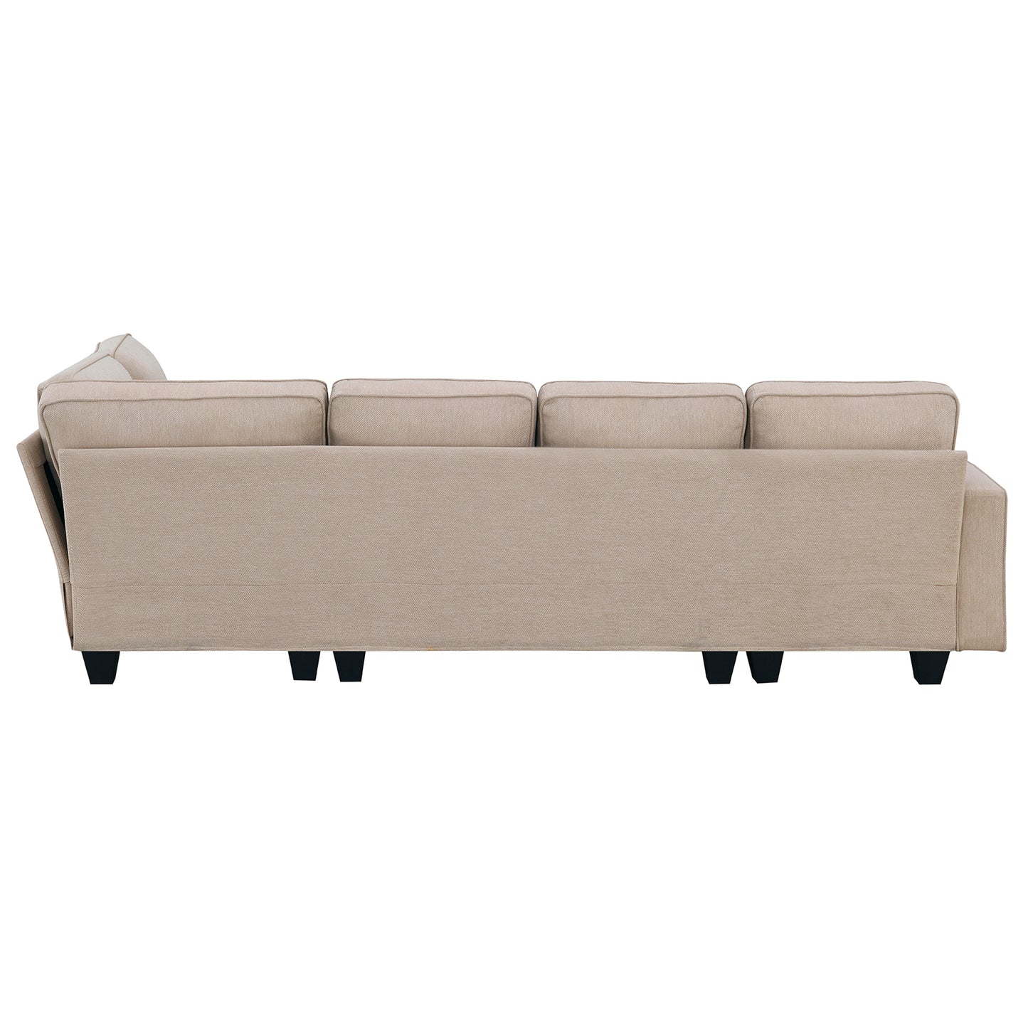 Vortex 7-seat Linen Fabric L-shaped Sectional Sofa - khaki