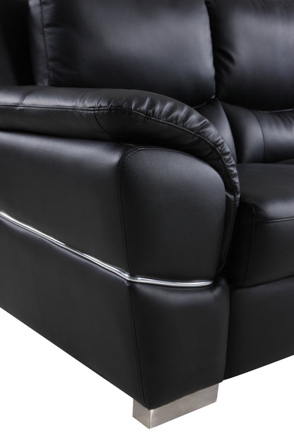 Harvey Genuine Leather Loveseat - Black