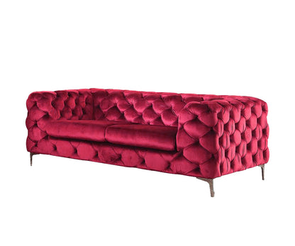 Adam Velvet Loveseat - Red