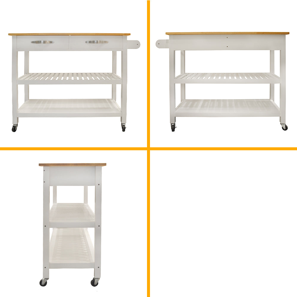 Vintage Kitchen Island & Kitchen Cart  - White