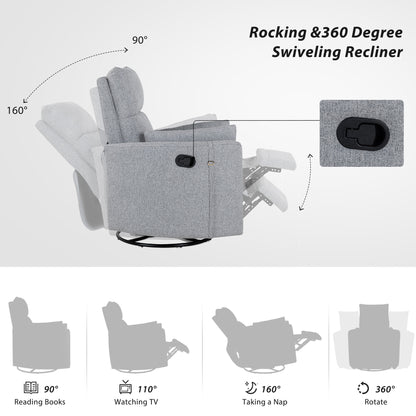 Niki Upholstered Swivel Recliner - Dark Grey