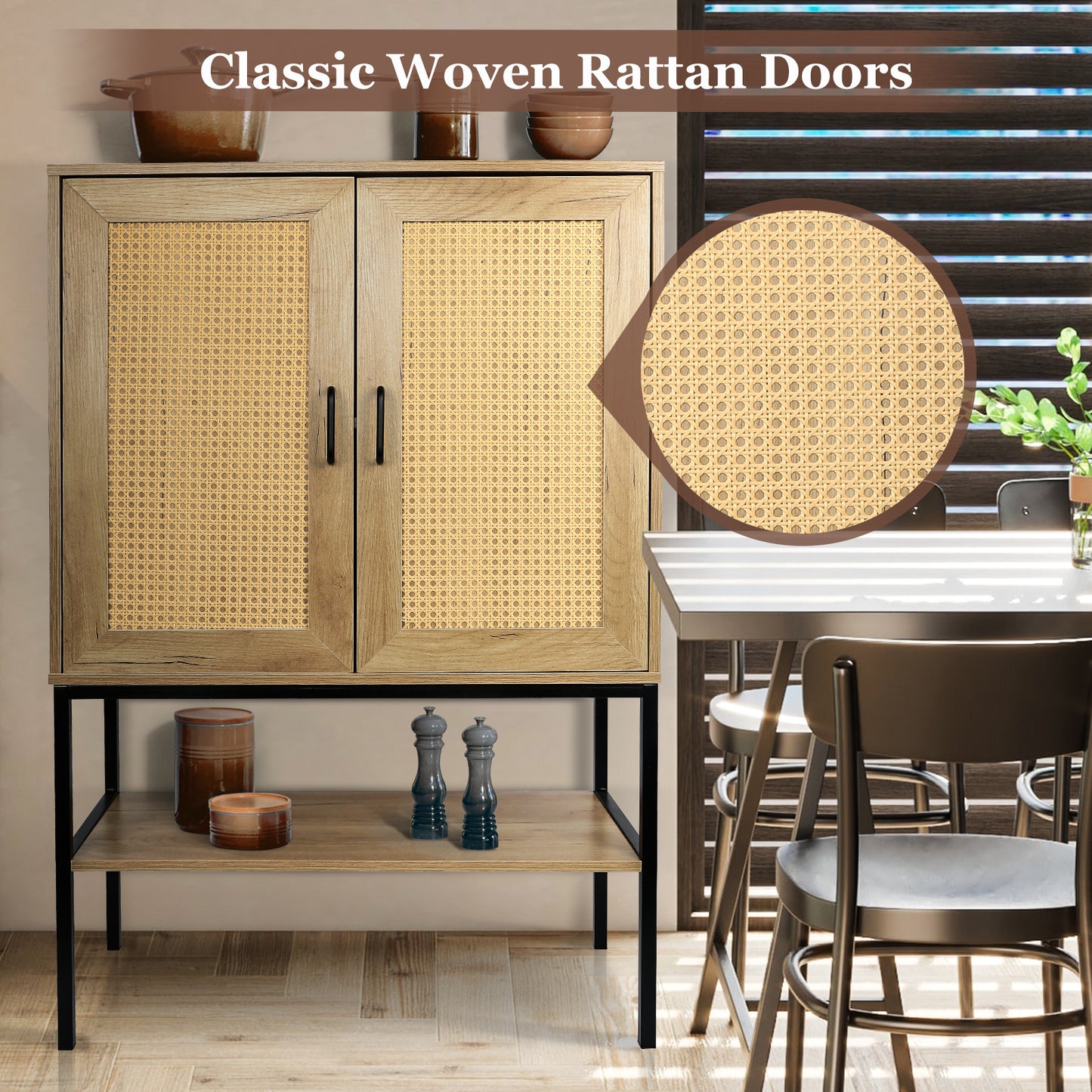 Levo Rattan Doors Free Standing Sideboard