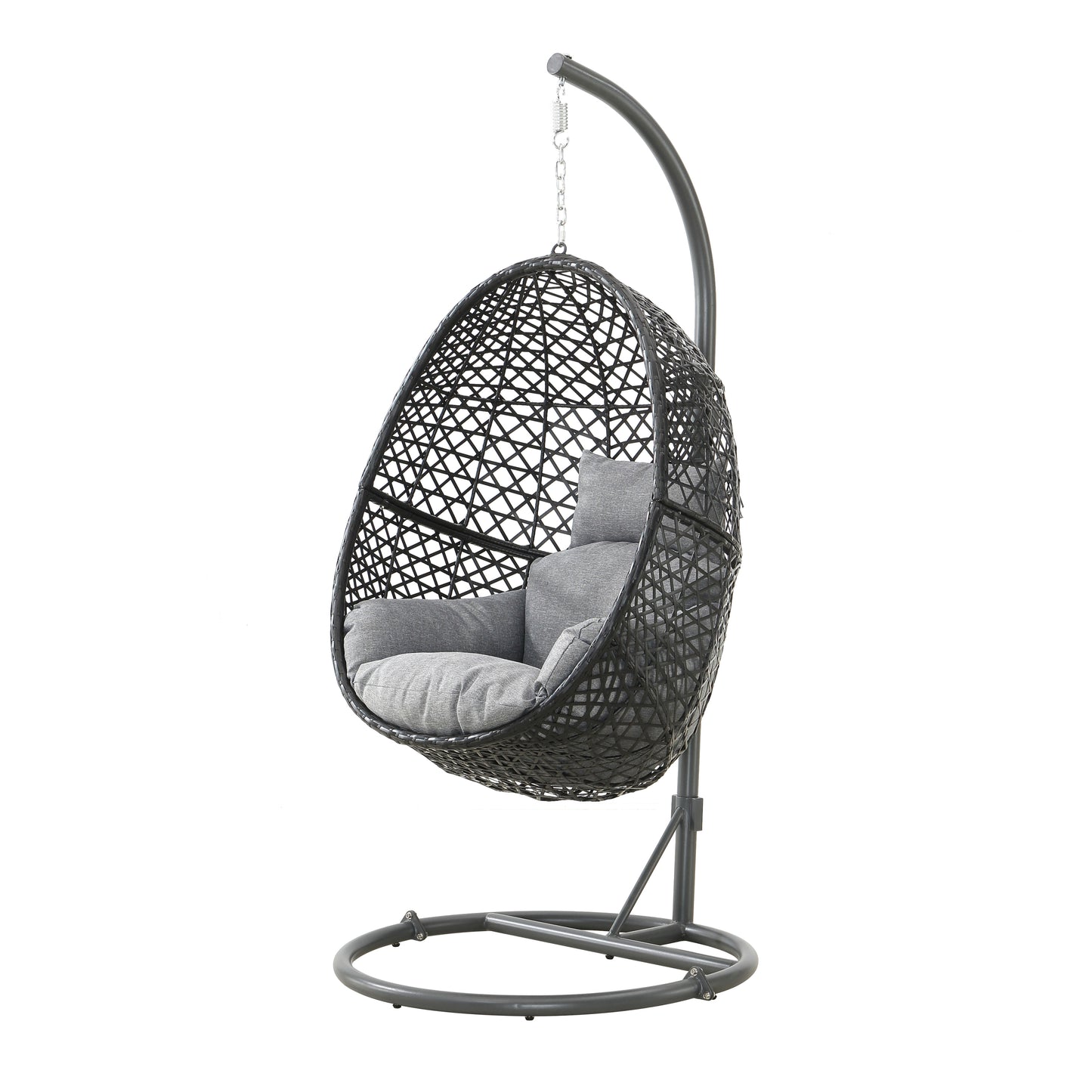 Lulu Patio PE Rattan Swing Chair With Stand - Gray